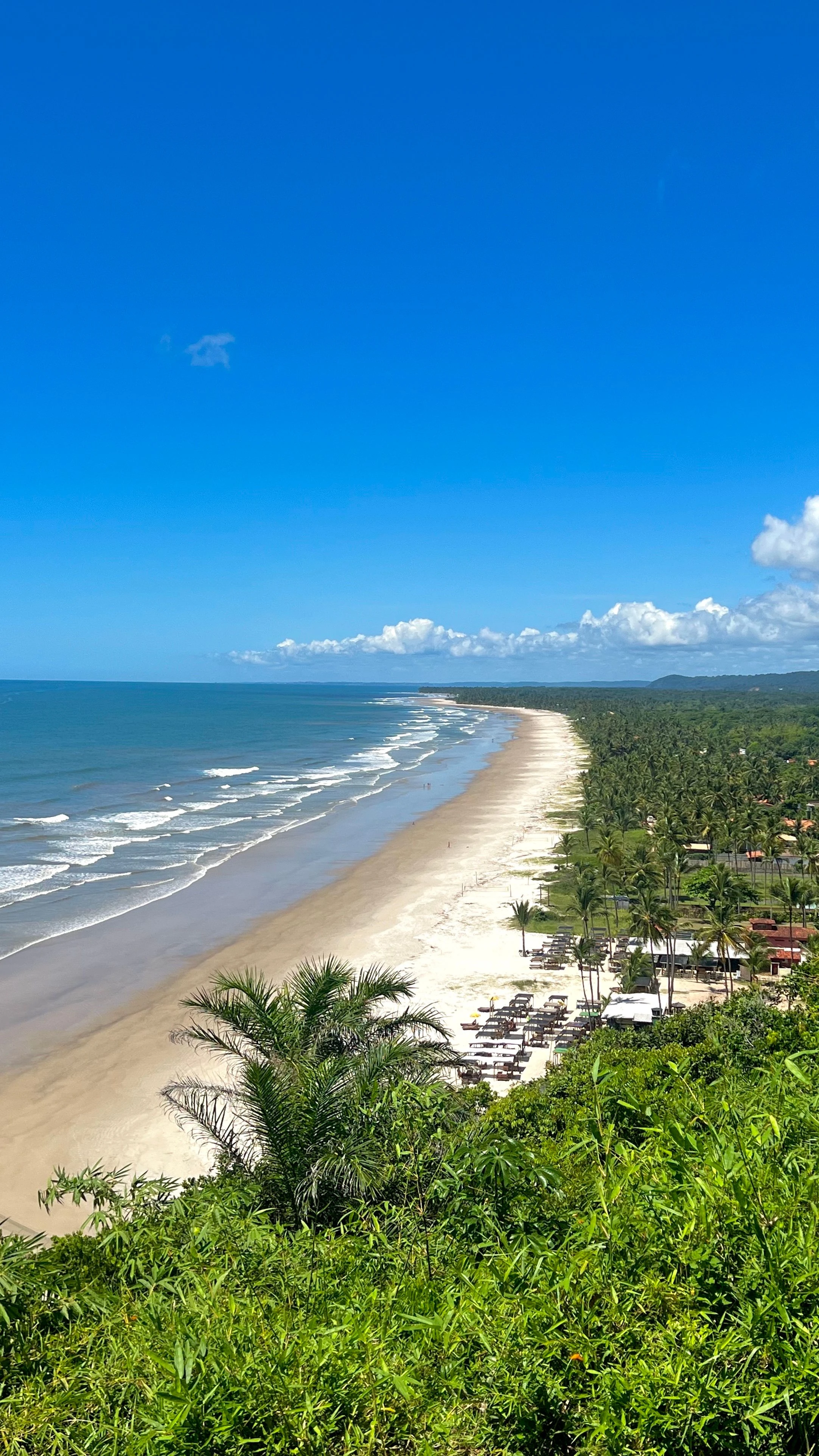 A high coastal viewpoint follows Itacarezinho's beach toward forested headlands