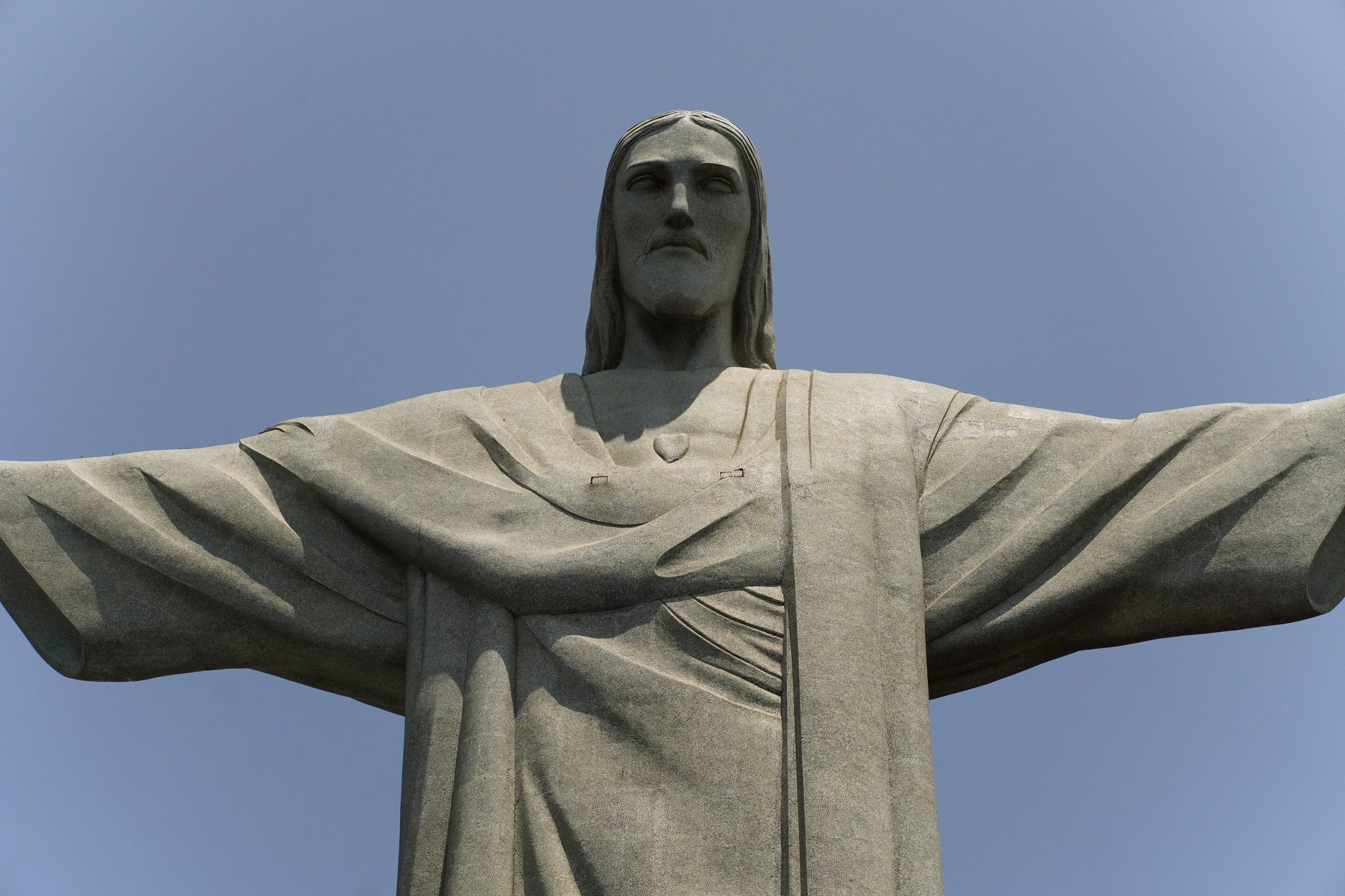 Soapstone texture and sculpted details of Christ the Redeemer