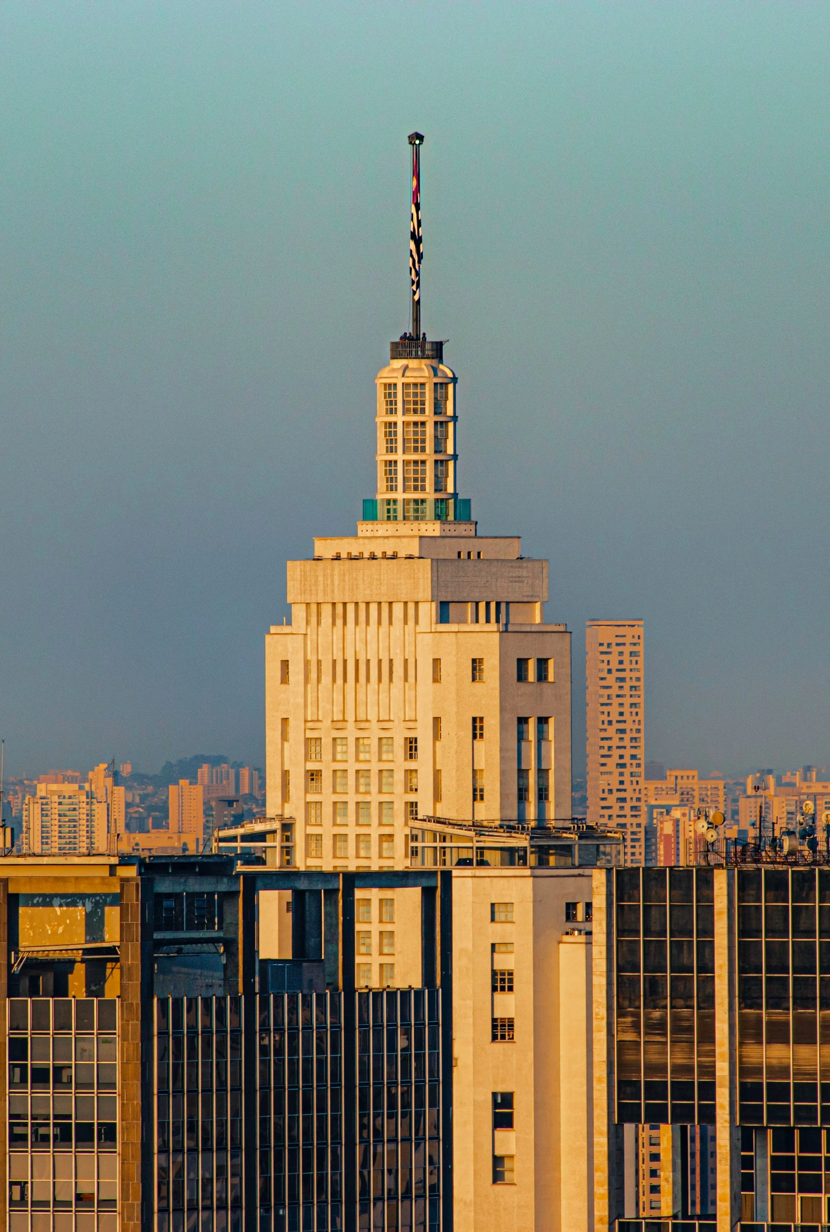 The Art Deco Altino Arantes tower catching warm sunlight above central São Paulo