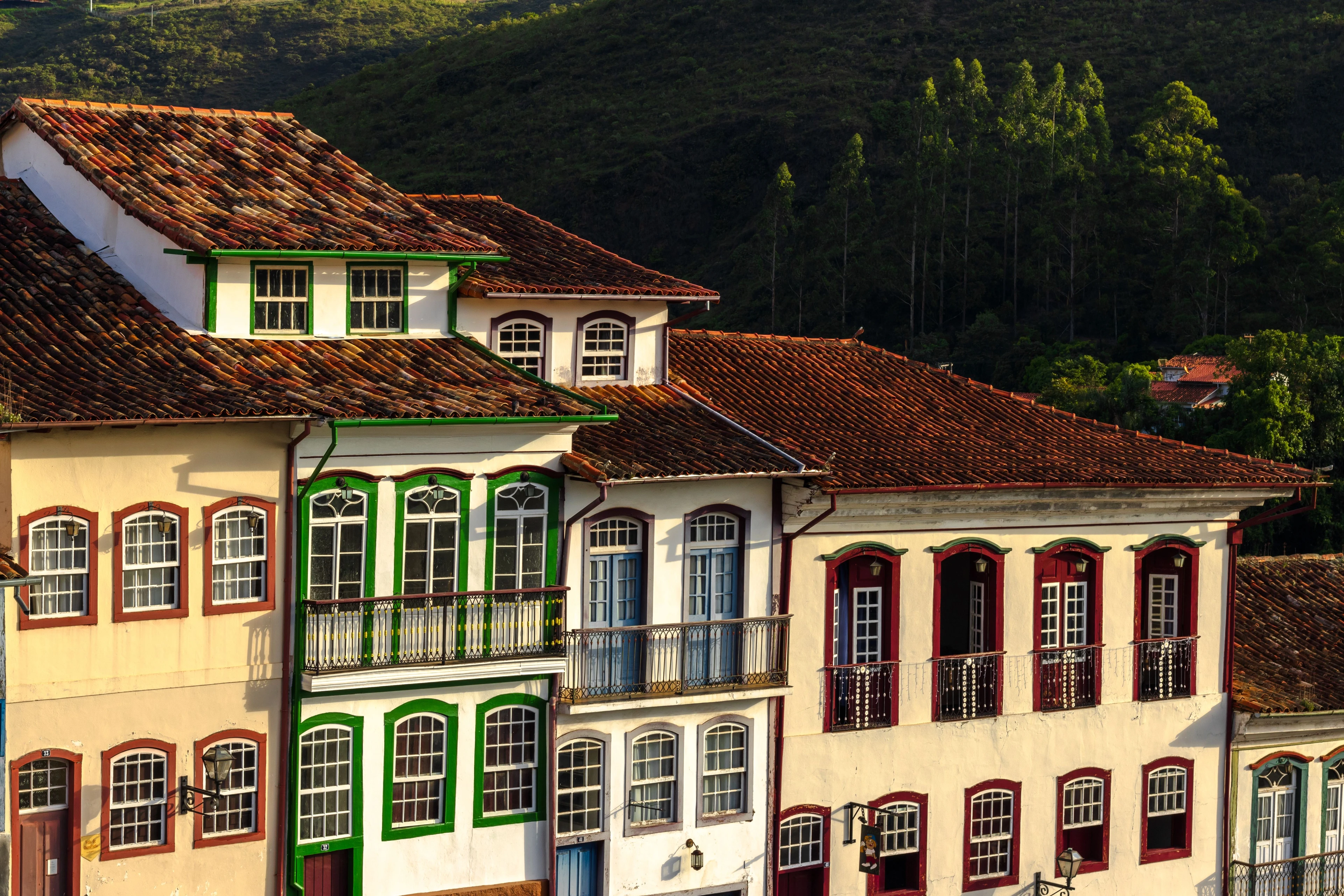 Tiled rooftops and colorful historic façades in Ouro Preto