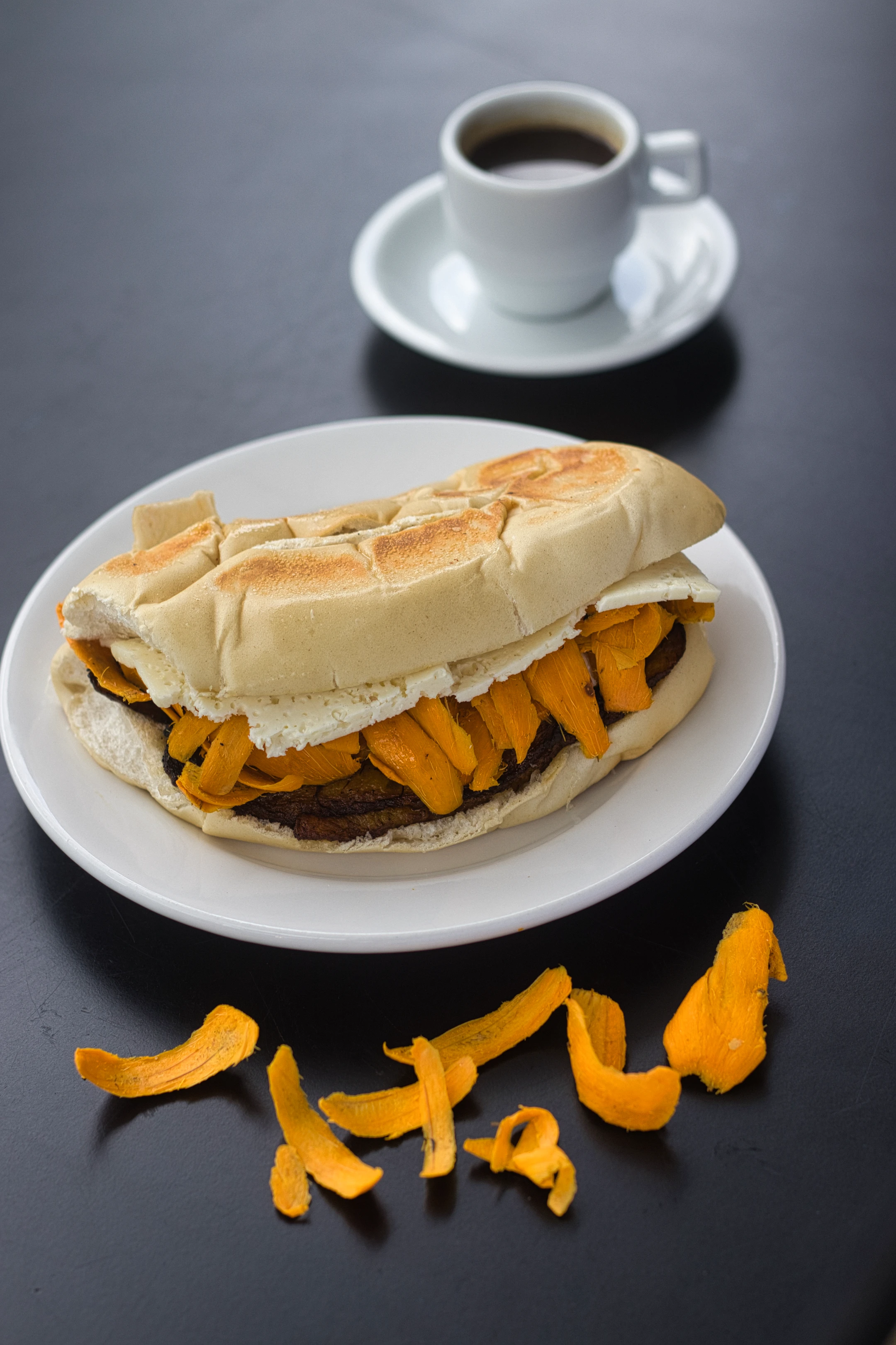 Coffee and a filled sandwich served in Manaus