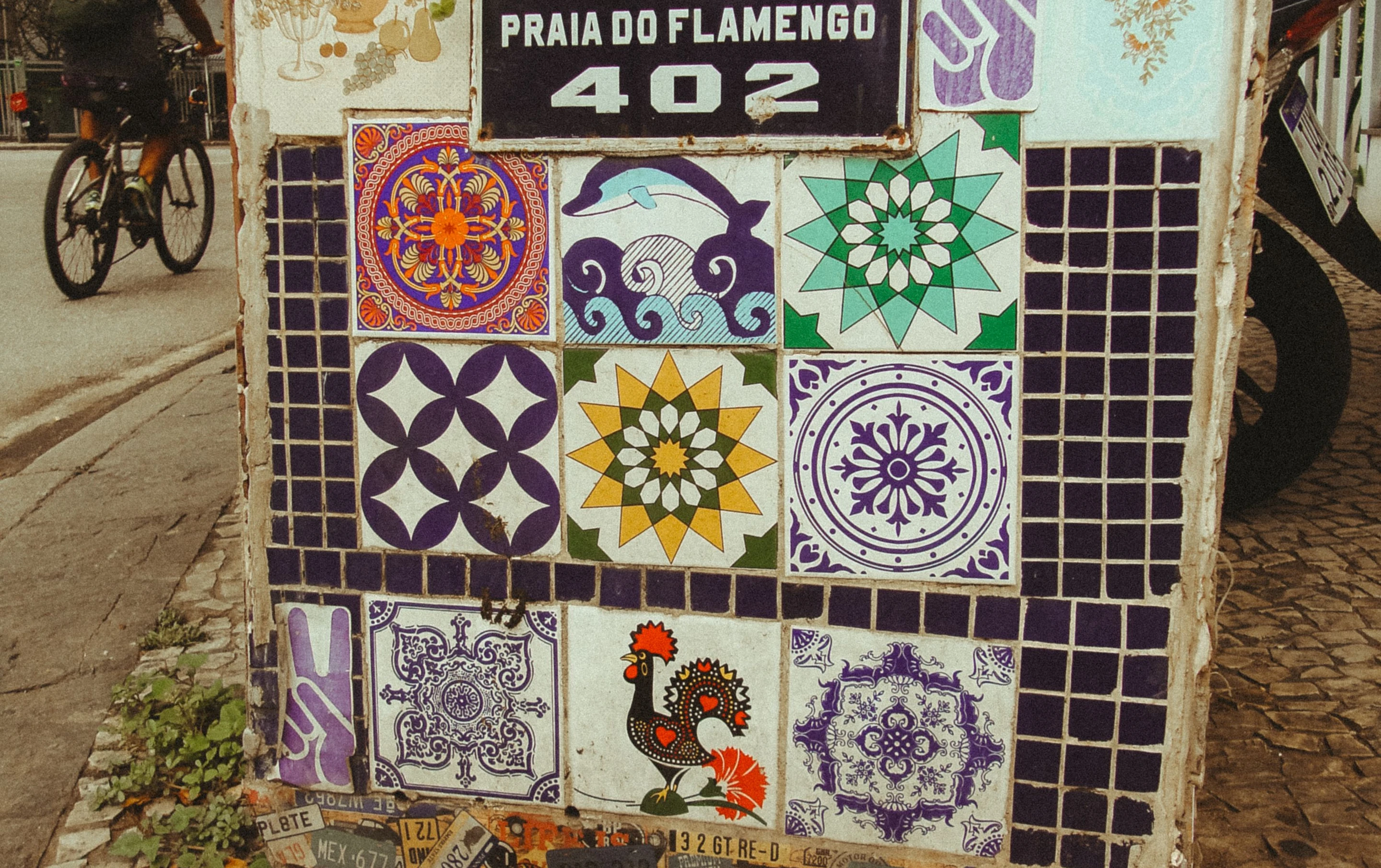 Colorful mosaic tiles at Edifício Cuauhtemoc in Flamengo, Rio de Janeiro.